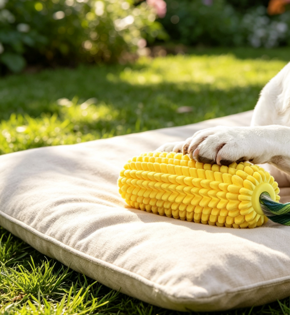 Corn-Shaped Rubber Squeaky Toy for Puppies - Image 2