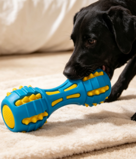 Dual-Color Rubber Squeaky Toy for Medium Dogs