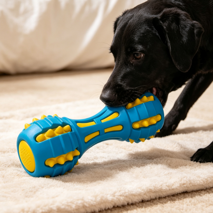 Dual-Color Rubber Squeaky Toy for Medium Dogs