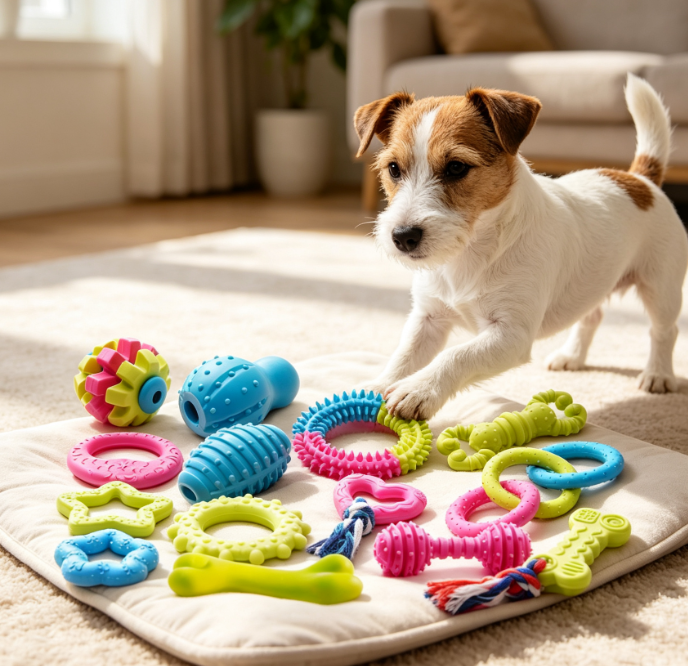 17-Pack Rubber and Rope Puppy Toy Set