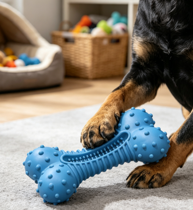 Bacon-Flavoured Rubber Chew Bone for Medium Dogs
