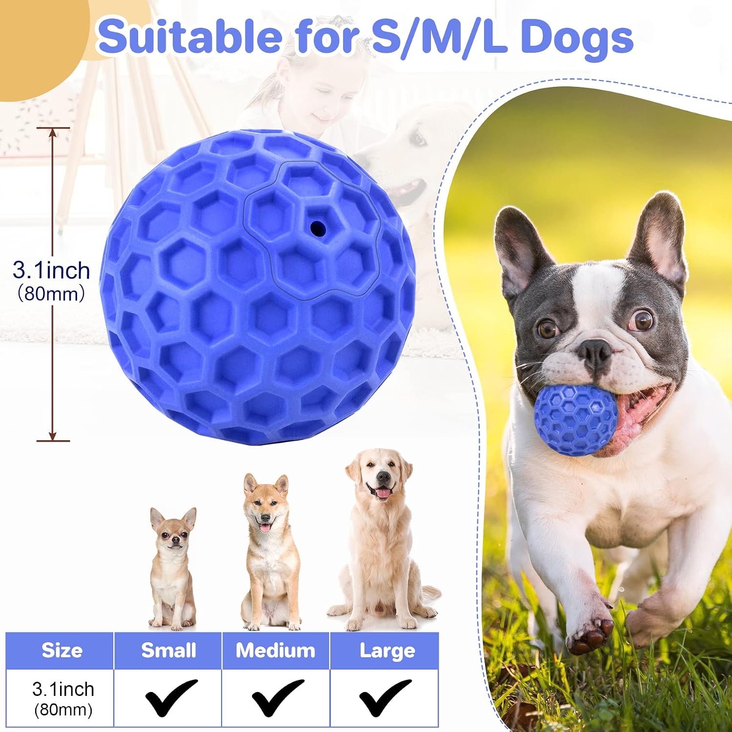 Ultra-Durable Squeaky Ball for Large Dogs (Dental/Stress Relief) - Image 2